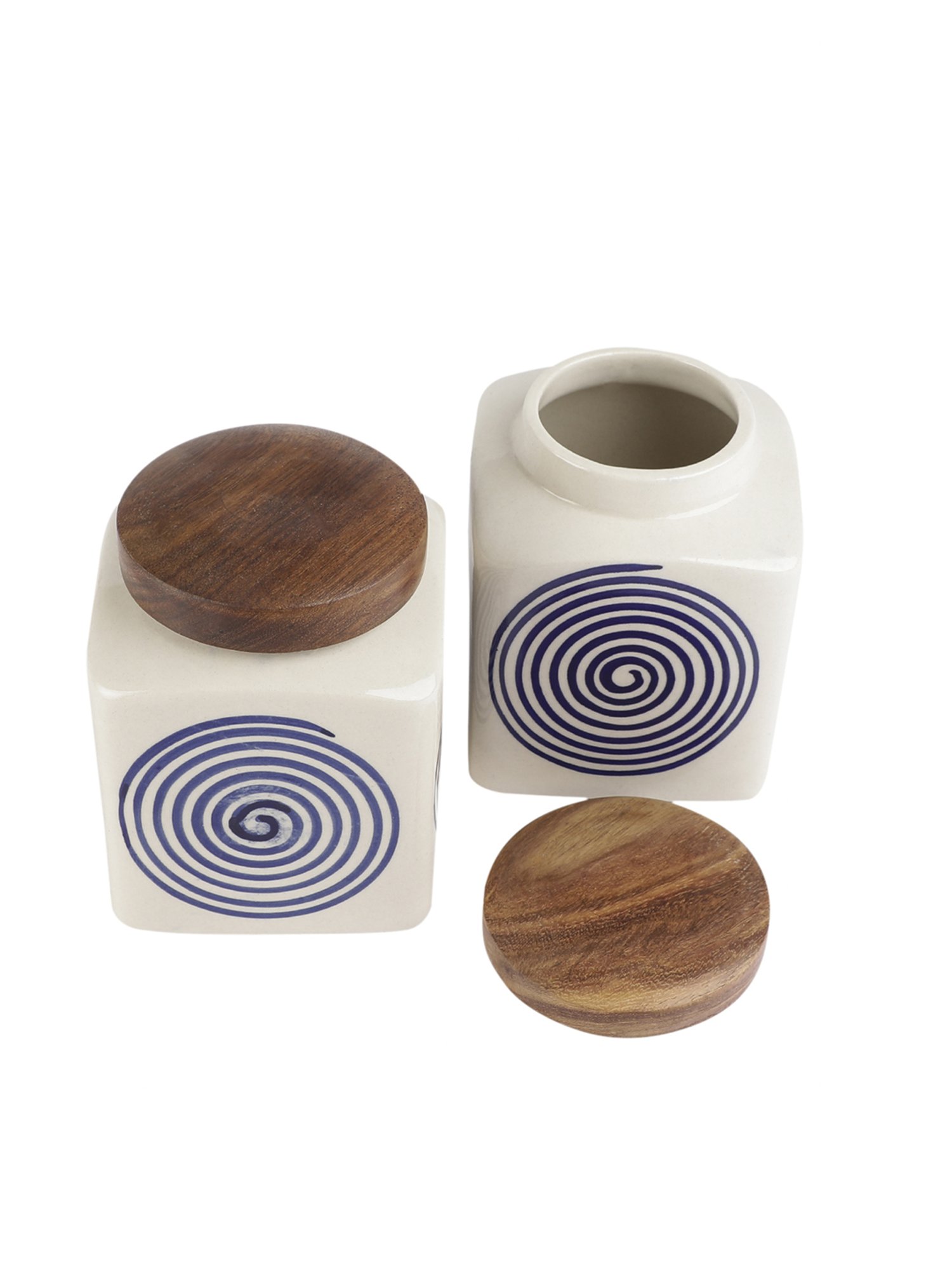 VarEesha Red Ceramic Square Jars - Set of 2