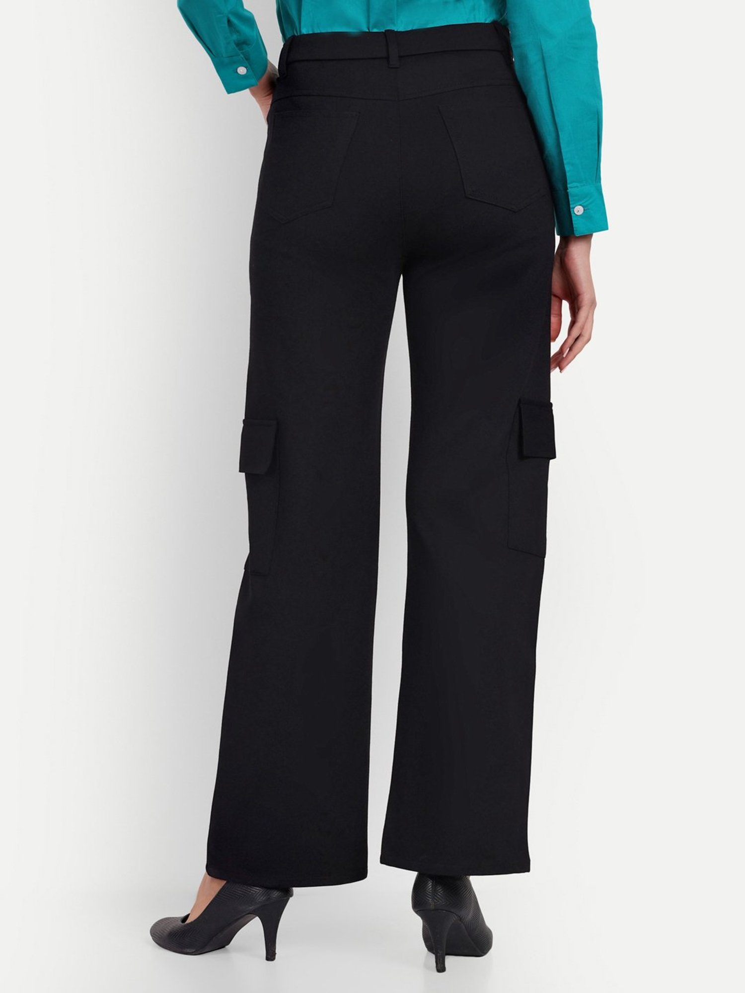 Broadstar Black Relaxed Fit High Rise Cargos