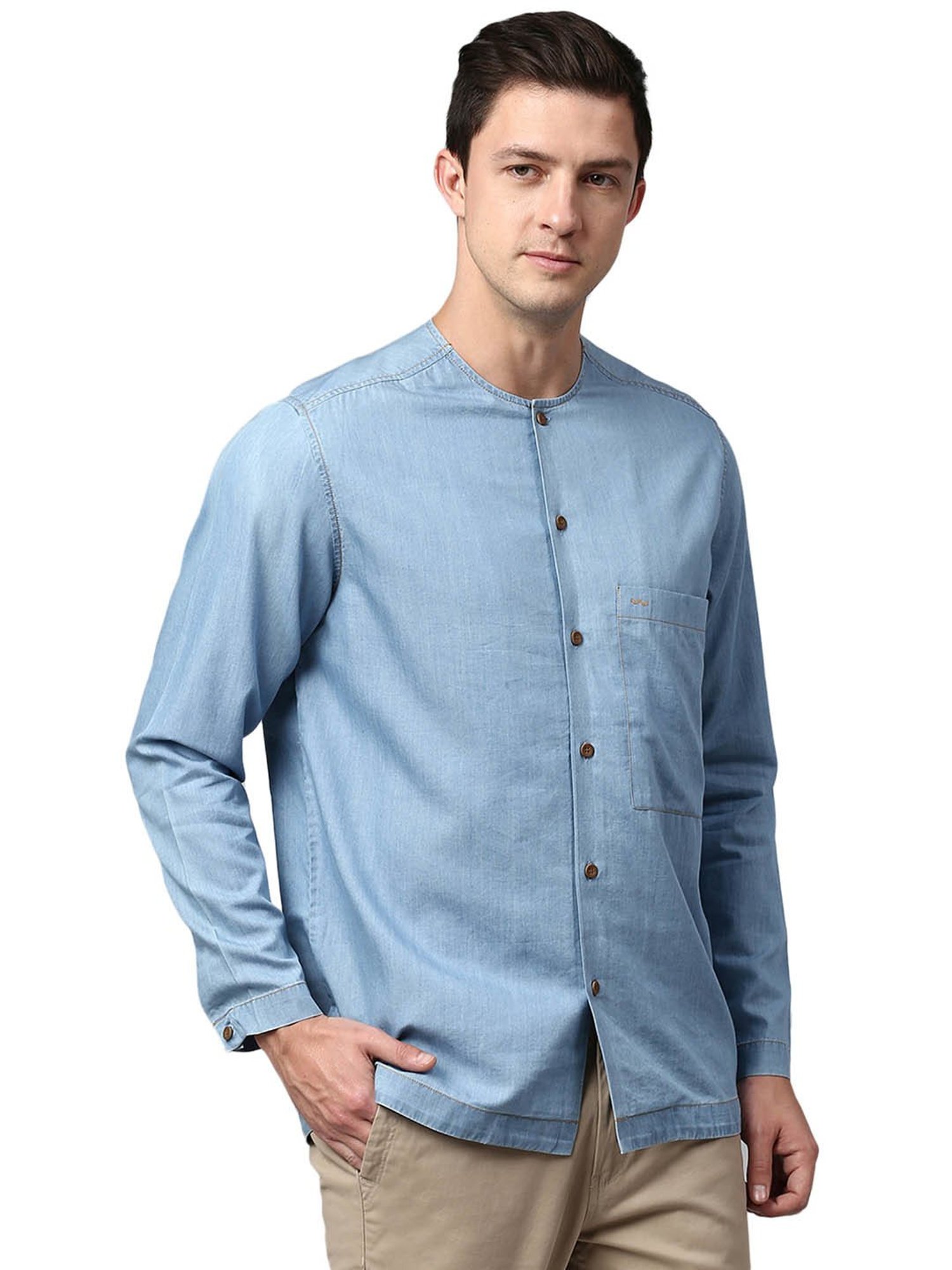Slowave Blue Regular Fit Shirt