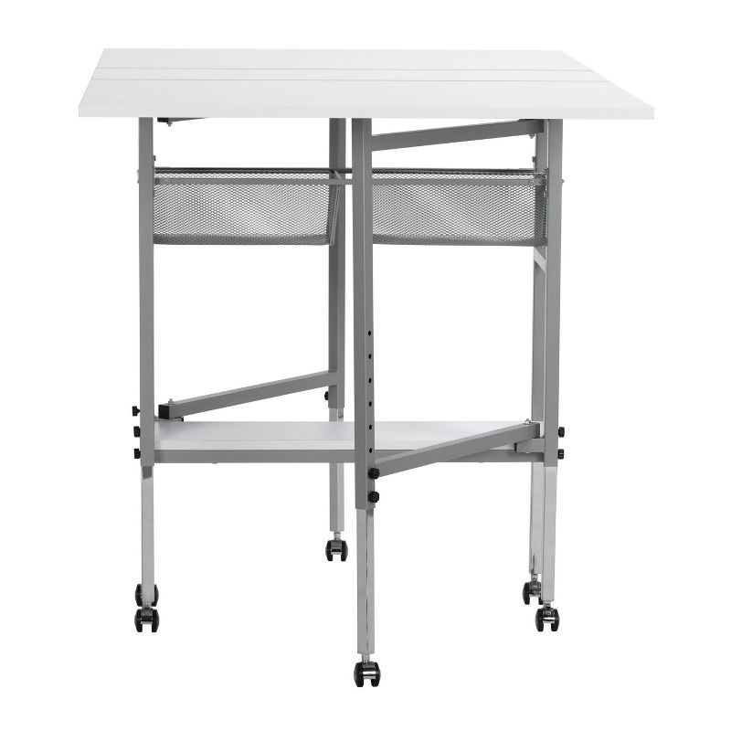 Sew Ready Adjustable Height Hobby and Craft Table with Drawers Silver/White - Studio Designs