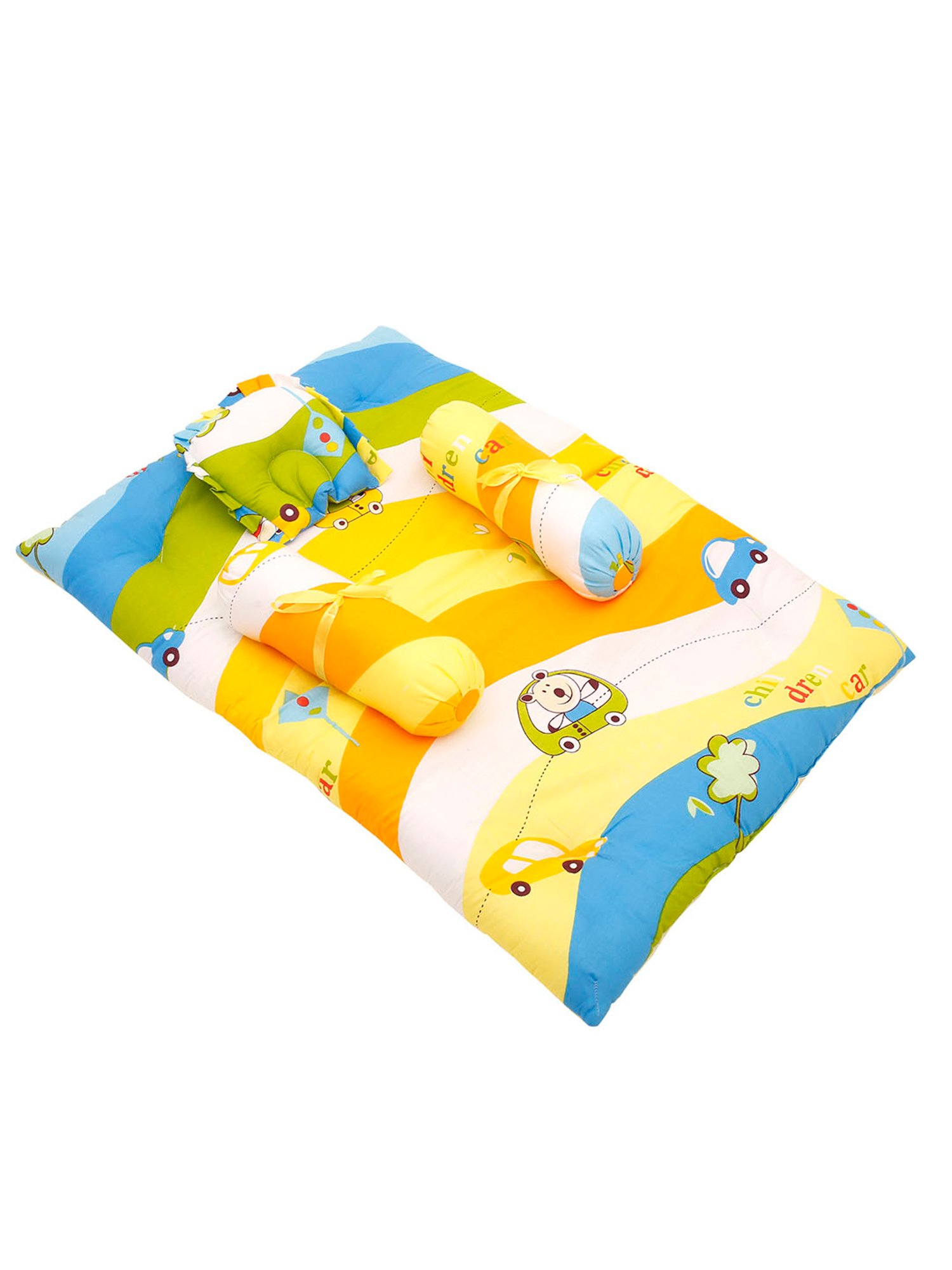 Baby Moo Cruising In My Car Multicolour Mattress Set with Neck Pillow and Bolsters