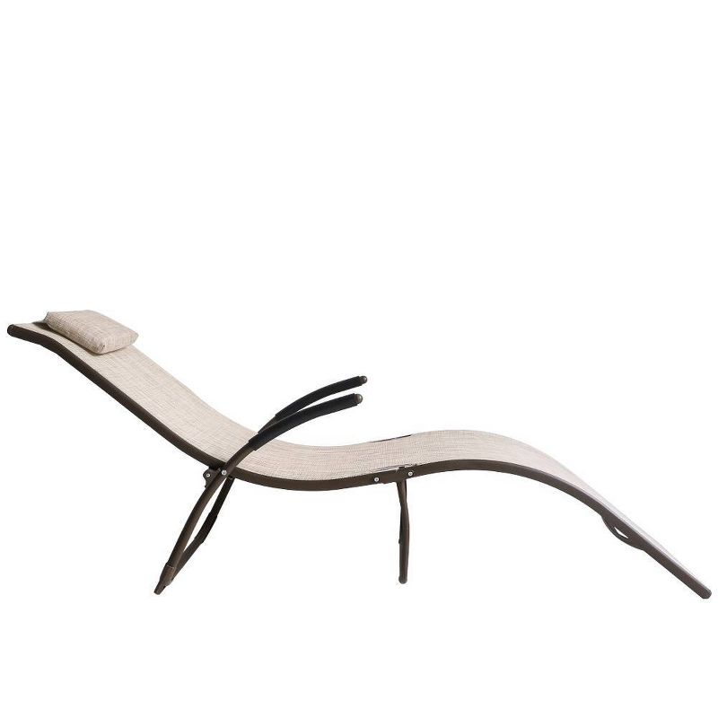 2pc Outdoor Portable Reclining Chaise Lounge Chairs - Beige - Crestlive Products