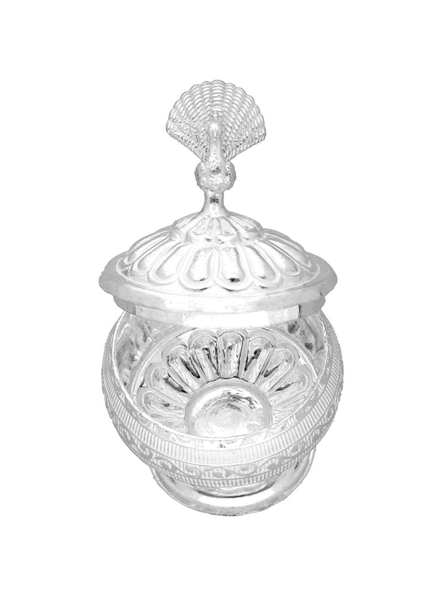 Sri Jagdamba Pearls Peacock 0.8 Silver Kumkum Dabbi