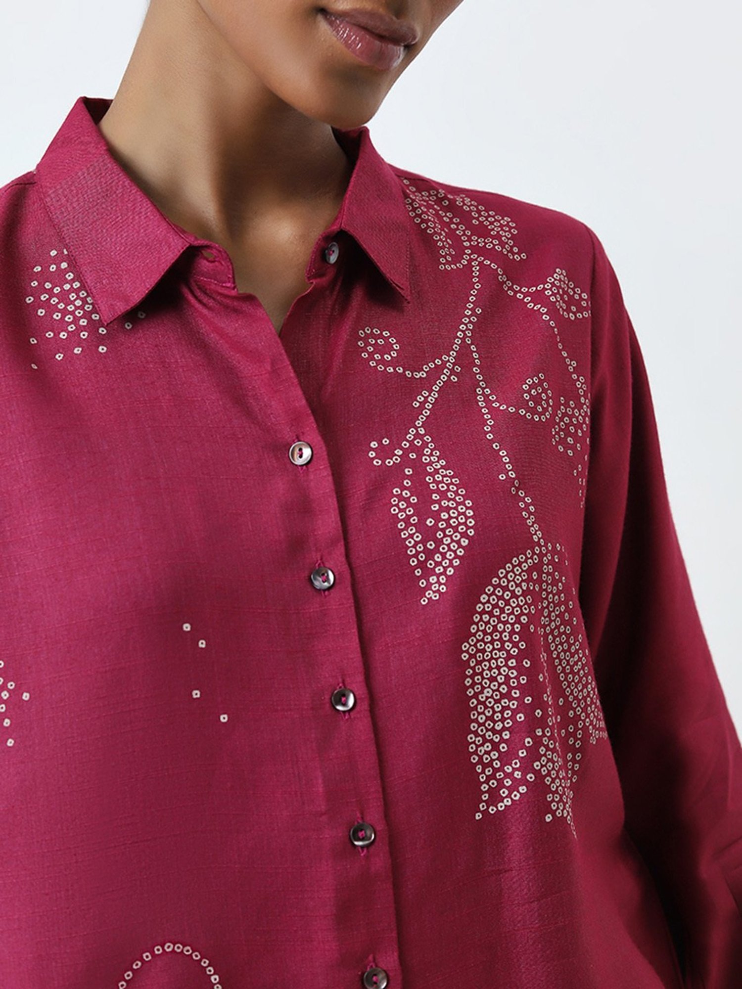 Zuba by Westside Magenta Bandhani Print A-Line Tunic