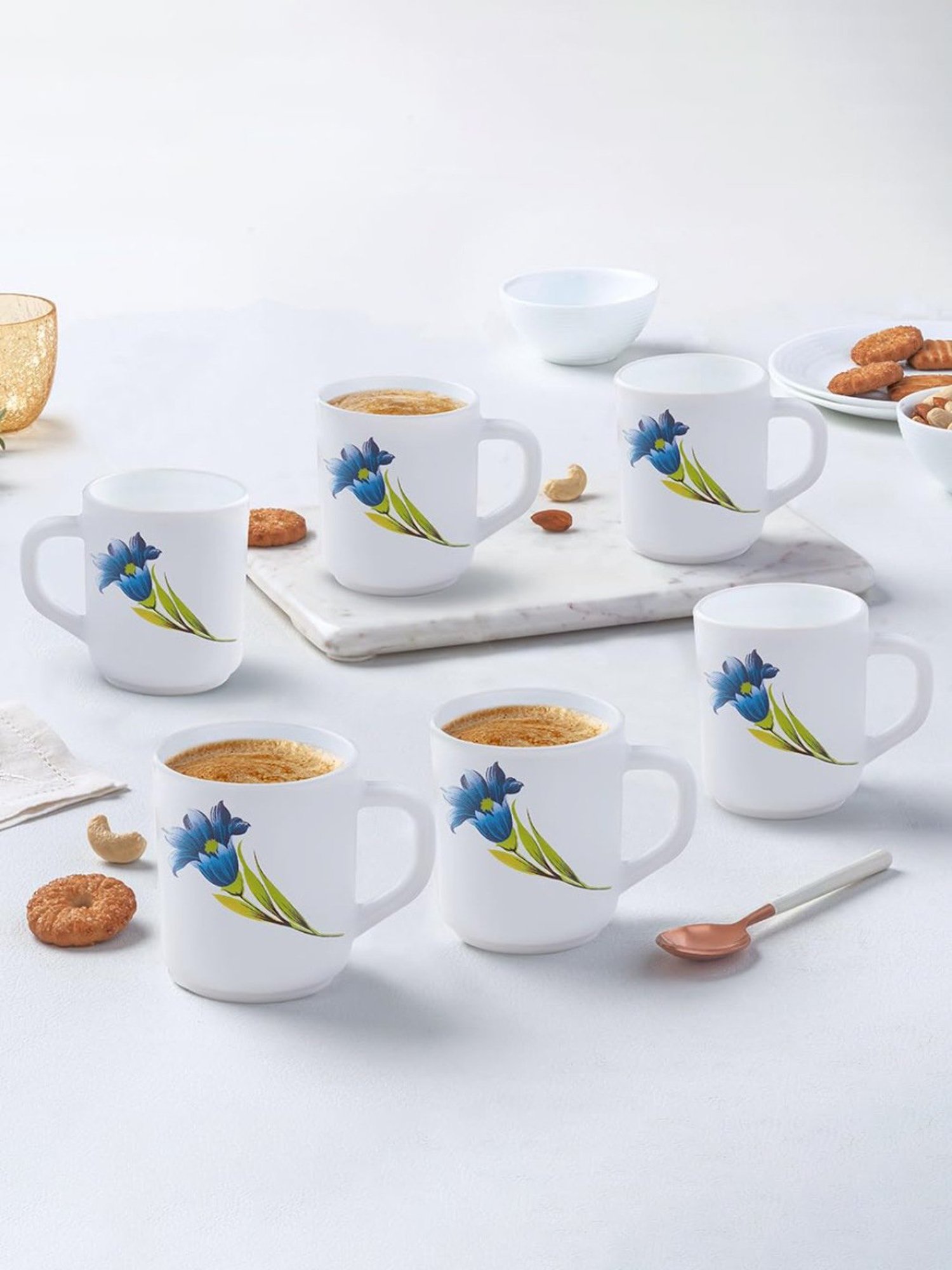 Larah by Borosil Multicolor Ceramic Tea & Coffee Mug - Set fo 6 240ml