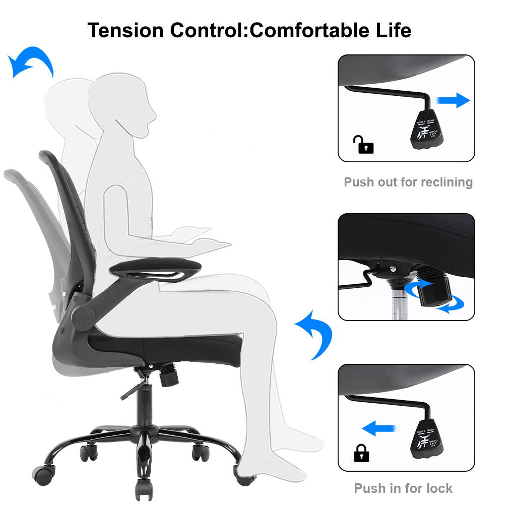 Home Office Chair Ergonomic Desk Chair Mesh Computer Chair Swivel Rolling Executive Task Chair with Lumbar Support Arms Mid back&nbsp;Adjustable Chair for Women Adults, Black