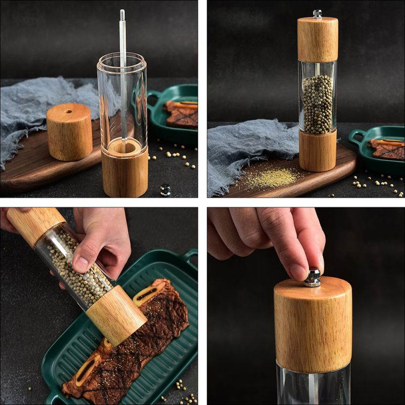 1pc Pepper Mills Storage Container Transparent Pepper Grinder Seasoning Bottle