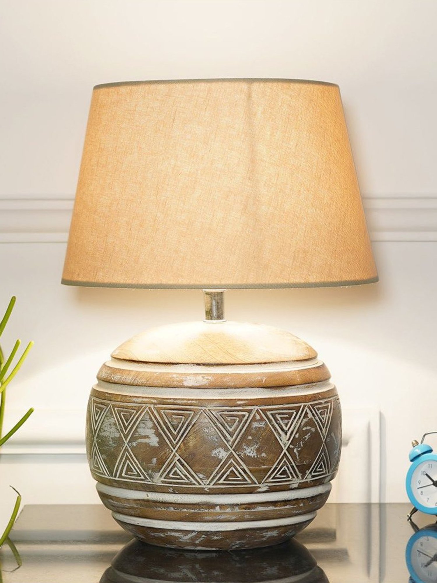 Kapoor Lamp Shades Distress White Wood Caelan Table Lamp