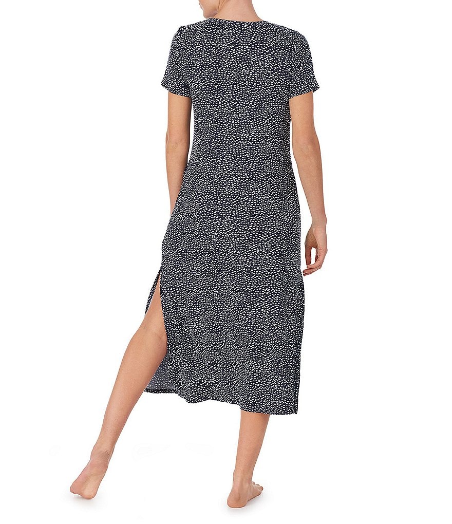 Miss Elaine Plus Cottonessa Floral Print Knit Long Nightgown