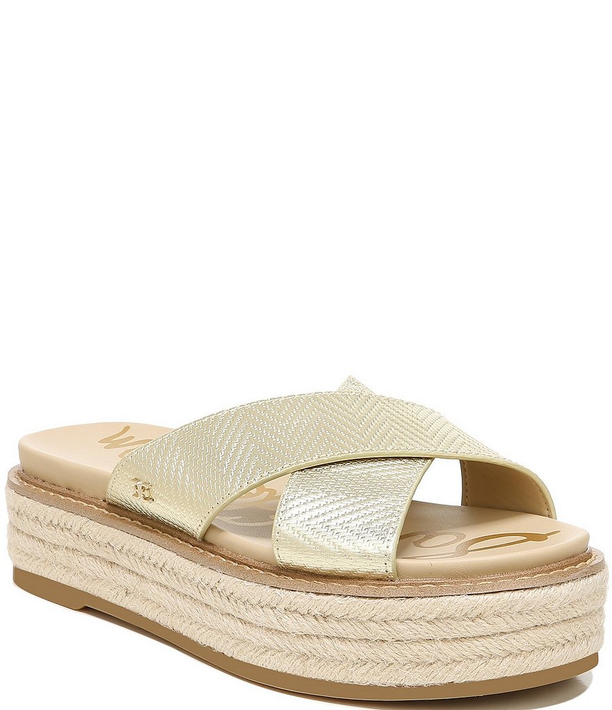 Sam Edelman Korina Metallic Leather Chevron Espadrille Sandals