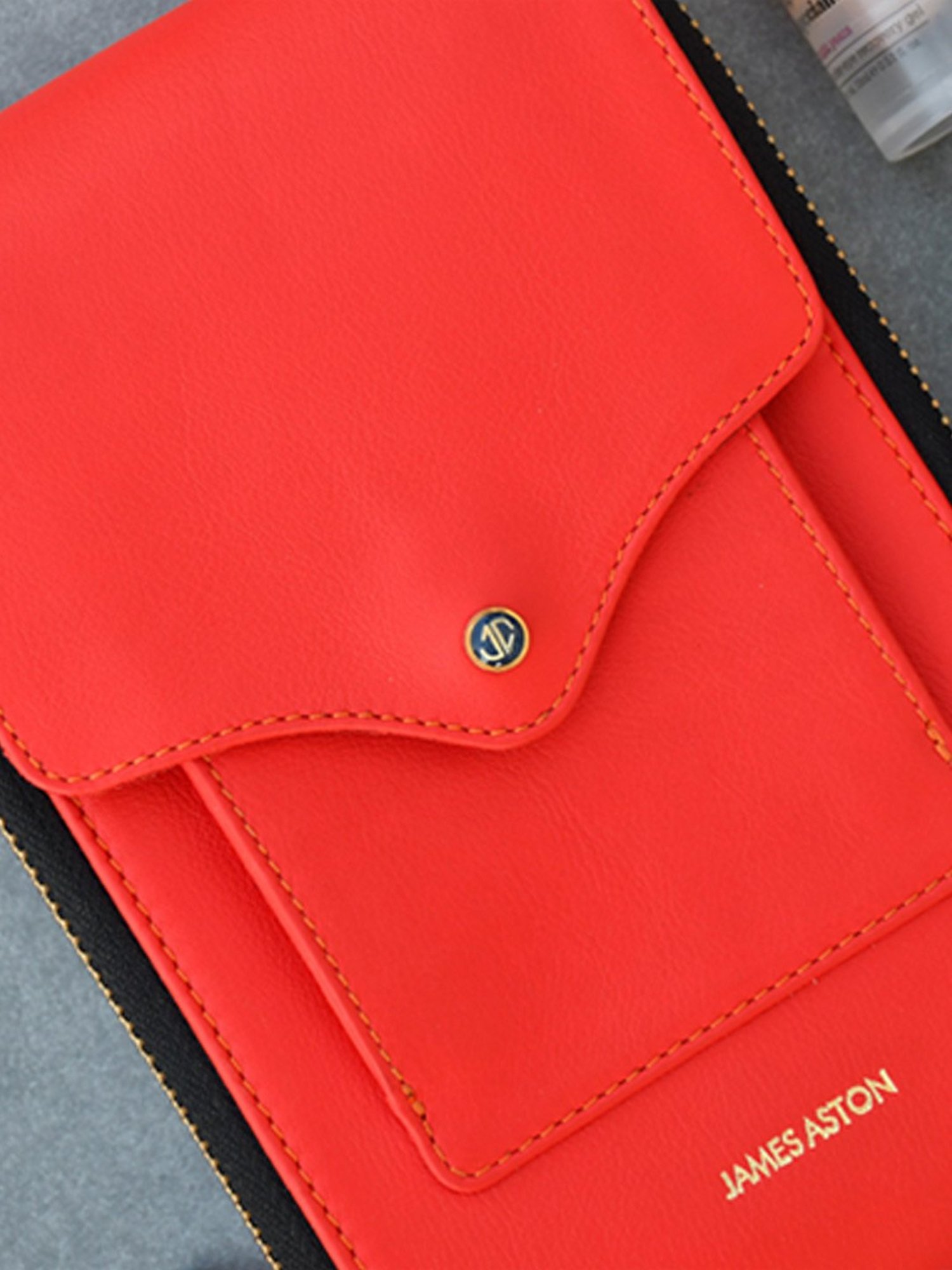 James Aston Aurora Poppy Red Leather Cross Body Bag