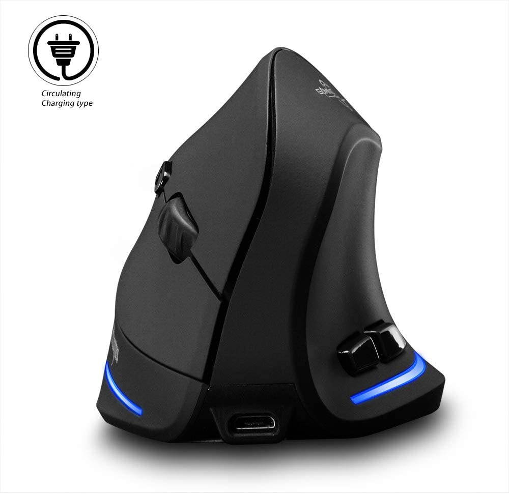 Attoe Vertical Mouse Wireless, Right Handed 2.4GHz Wireless Ergonomic Rechargeable Vertical Mouse with 3 Adjustable DPI 1000/1600/2400, 6 Buttons,Compatible with PC, Desktop,Mac