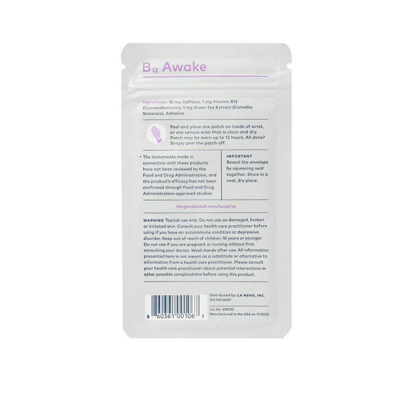 The Good Patch Plant Based Awake Patch with B12 - 4ct