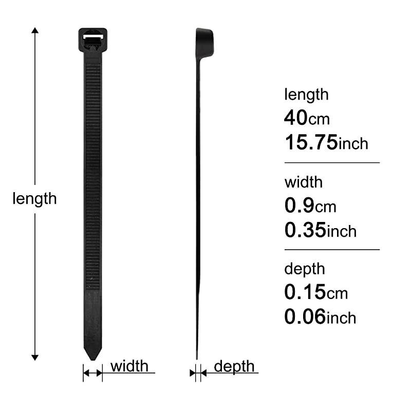 Cable Zip Ties,  Multi-Purpose Heavy Duty Nylon Self Locking Cable Ties Length 16 Inch Width 0.35 Inch, Industrial Grade 175 LB Tensile Strength Wire Ties 100 Pcs - White