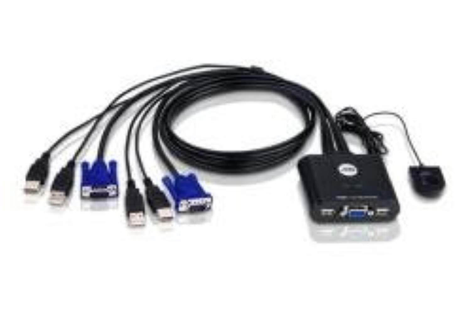 aten 2-port usb cable kvm switch w/2 cables up to 2048x1536 cs22u
