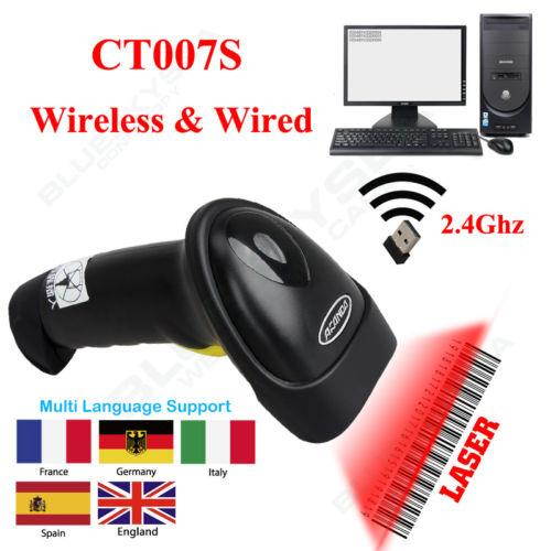 Handheld 2.4G USB Charging Wireless Cordless Laser Barcode Scanner Reader CT007