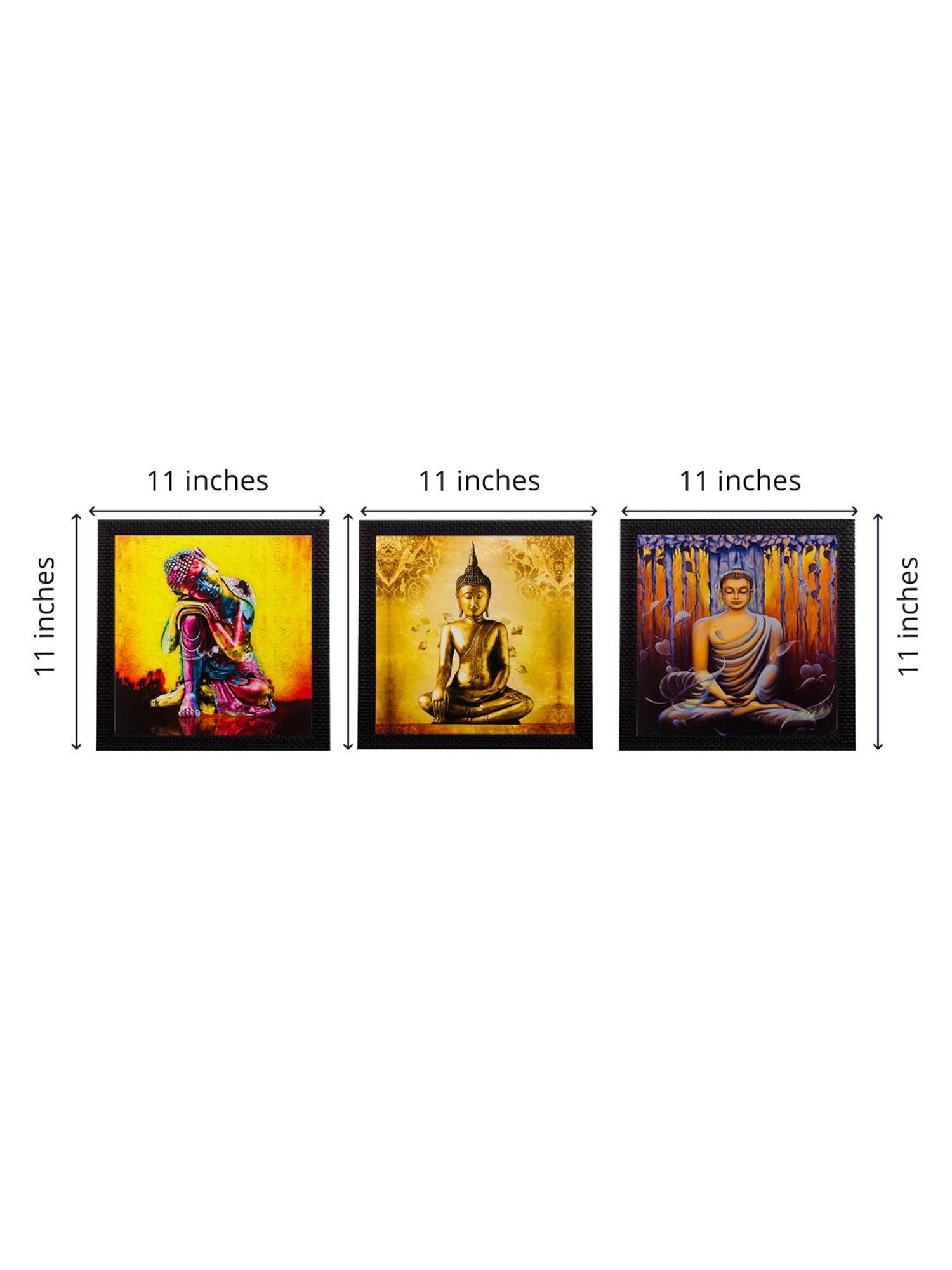 eCraftIndia Set Of 3 Lord Buddha Paper Painting