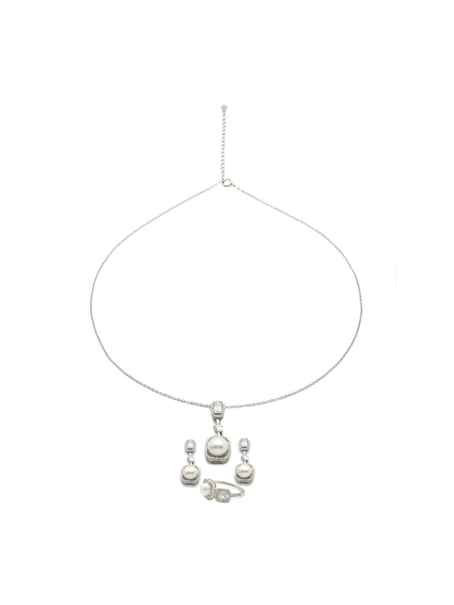 Silberry 92.5 Sterling Silver Precious Pearl Set