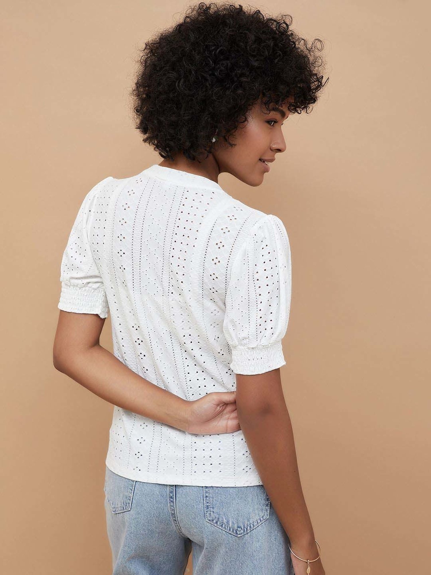 Fame Forever by Lifestyle White Self Pattern Top