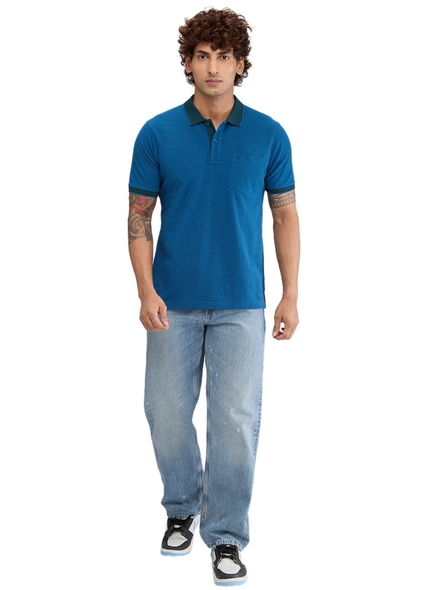 Raymond Blue Slim Fit Polo T-Shirt