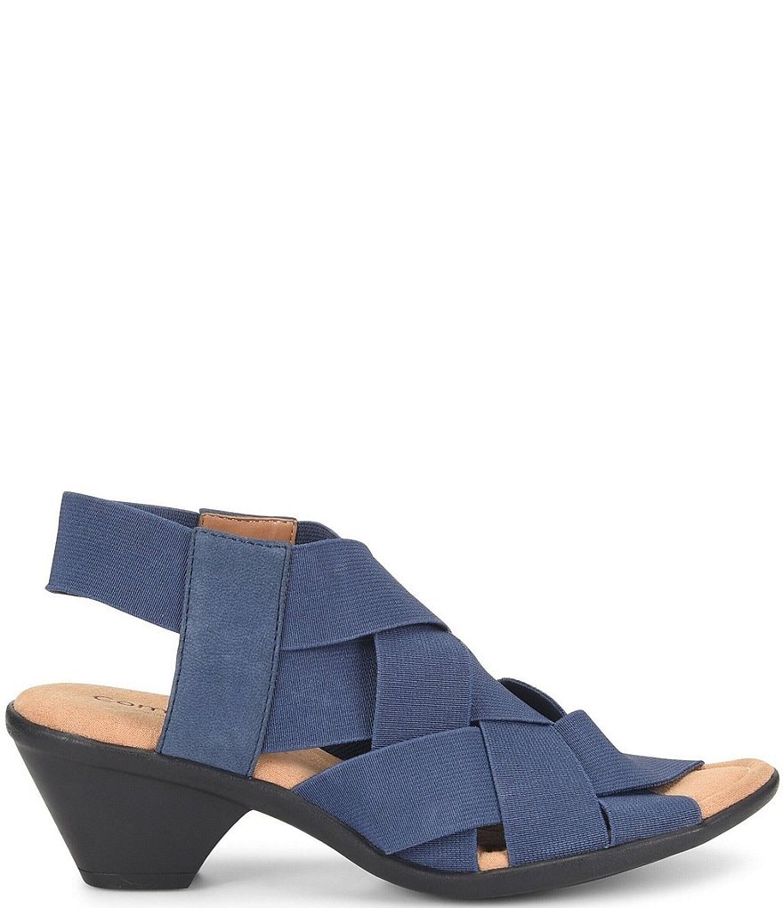 Comfortiva Farrow Elastic & Suede Woven Block Heel Sandals