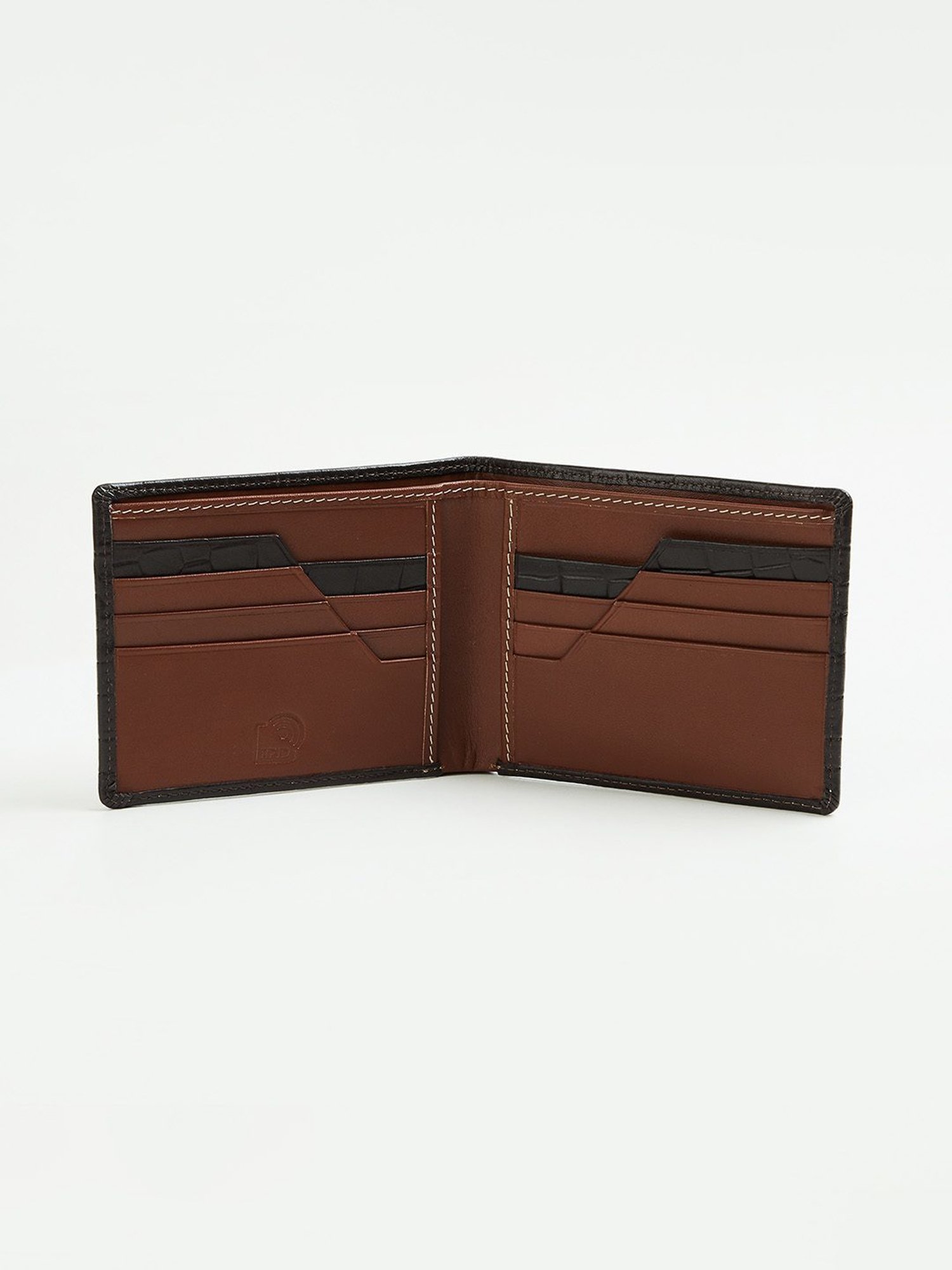 Code by Lifestyle Black Leather Textured Bi-Fold Wallet for Men