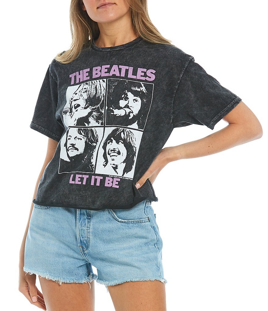 Junk Food Beatles Let It Be Short Sleeve Cropped Graphic Tee