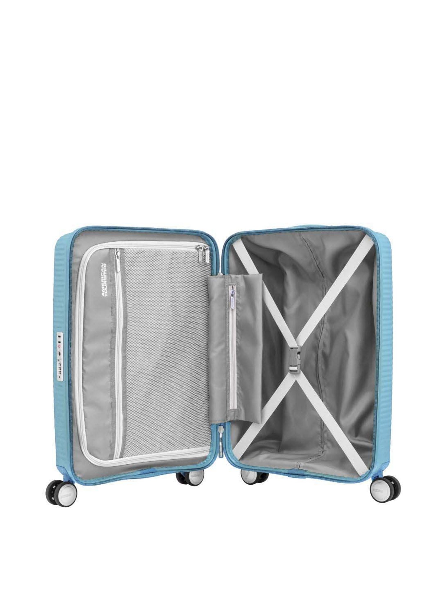 American Tourister Blue Textured Hard Cabin Trolley - 42 cm