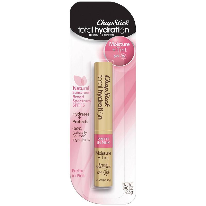 Chapstick Total Hydration Moisture + Tinted Lip Balm - SPF 15 - Pretty In Pink - 0.08oz
