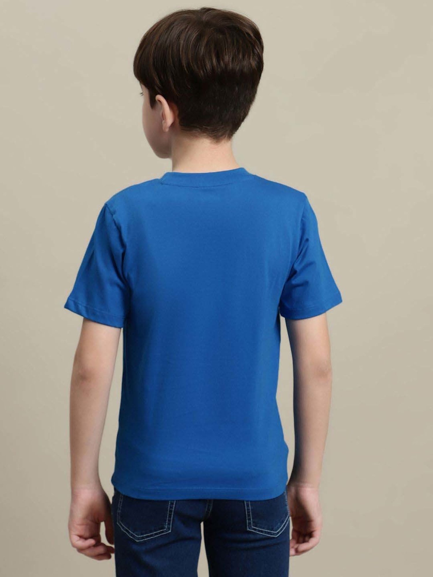 Kidsville Boys Blue Cotton Printed T-Shirt