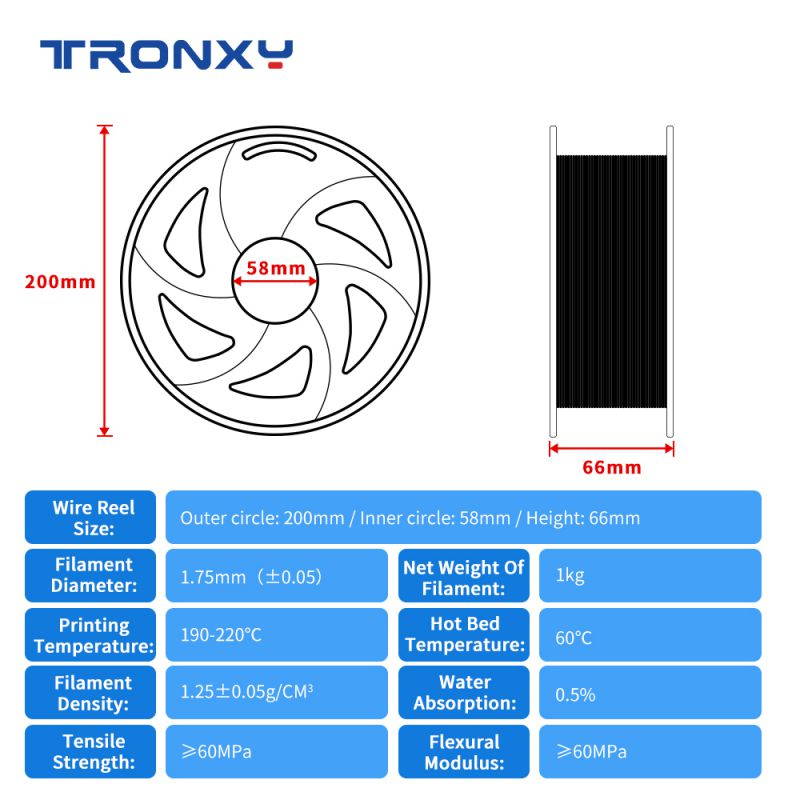 TRONXY PLA 3D Printer Filament 1.75mm Dimensional Accuracy +/- 0.05mm 1kg(2.2lbs) Spool, Yellow