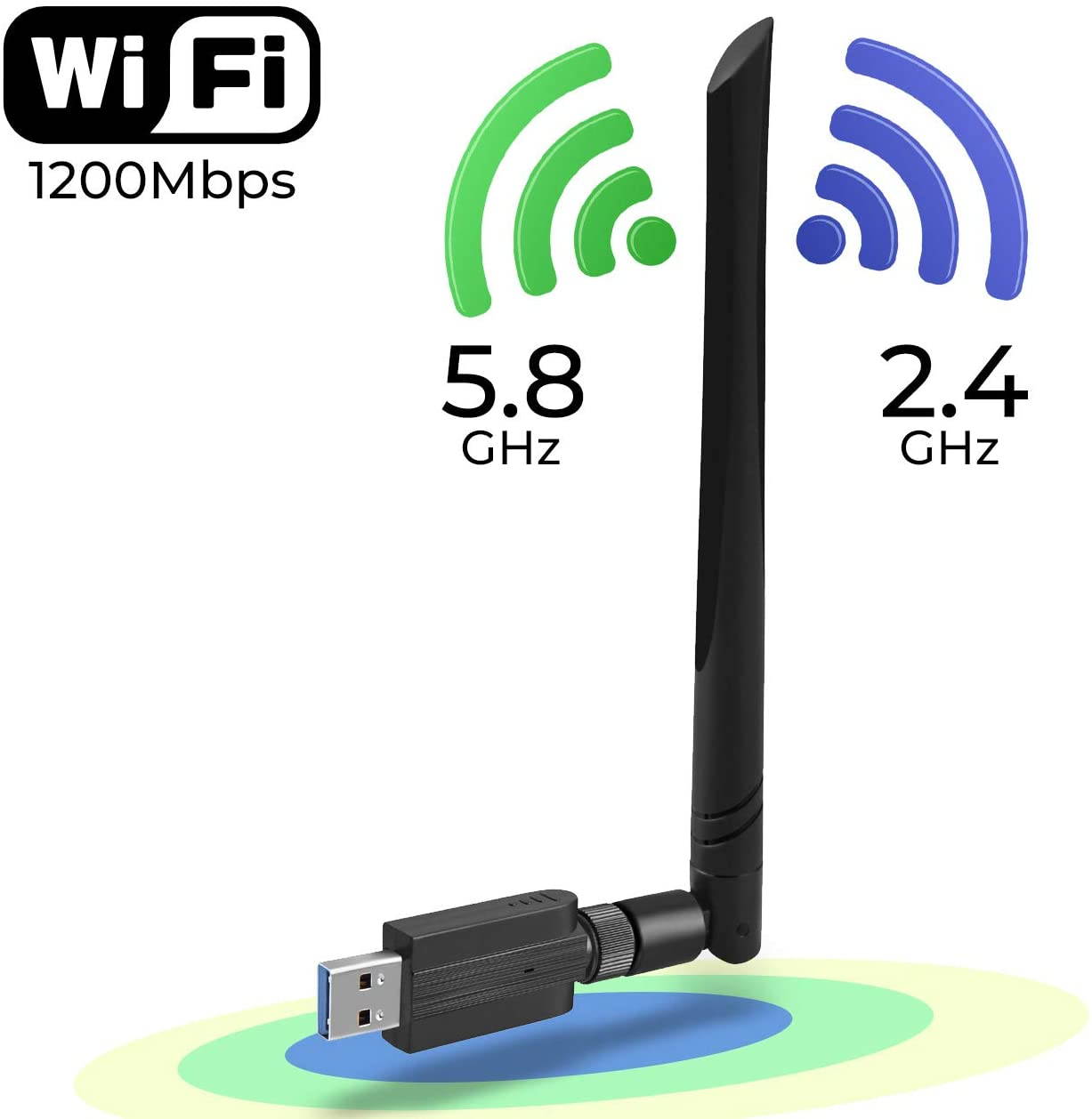 AC600 USB WiFi Adapter, 600Mbps Dual Band 2.4/5Ghz (2.4G/150Mbps+5G/433Mbps) Wireless Adapter Network External Receiver, Mini WiFi Dongle for PC/Laptop/Desktop