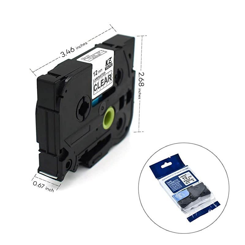 for Brother Tze131 047 Inch 262feet 12mm8m P Touch Laminated Black on Clear Standard Replace Waterproof Label Tape Maker PTH110PTD200PTD210PTD400PTD600PT1280PT12902PK