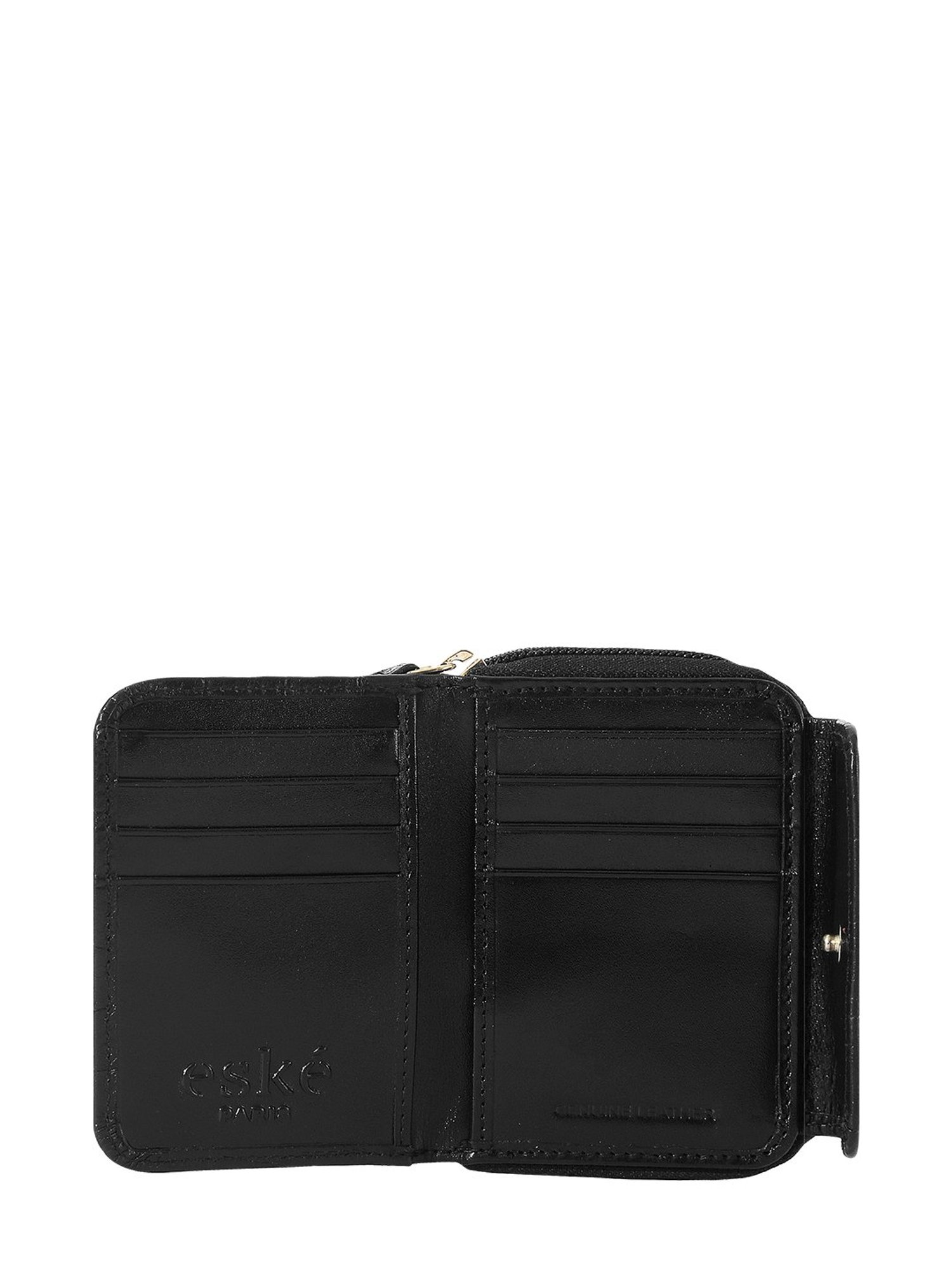 Eske Black Animal Effect Zip Around Wallet for Women