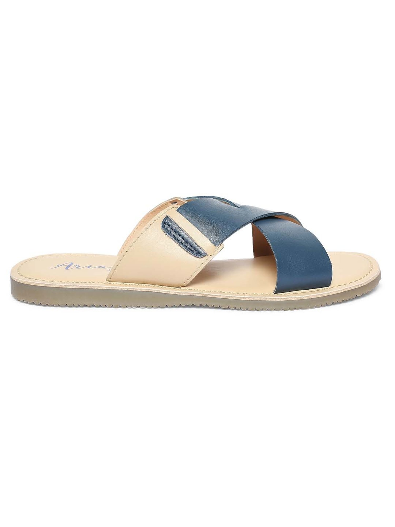 Aria Nica Kids Jeff Beige & Blue Cross Strap Sandals