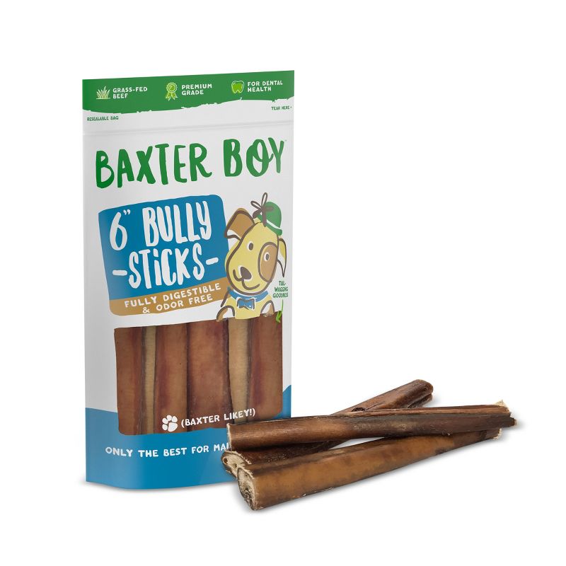 Baxter Boy 6" Odor Free Bully Sticks Beef Dog Treats - 3pk