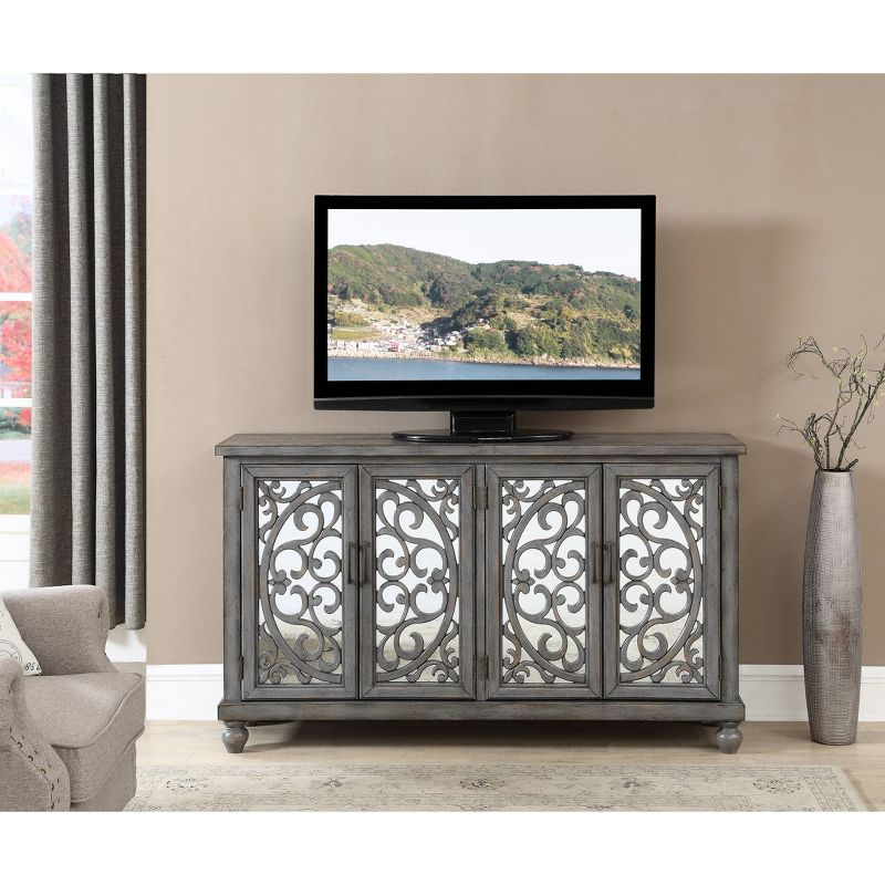 Sterling Ridge 4 Door Media Credenza TV Stand for TVs up to 62" Gray - Treasure Trove Accents