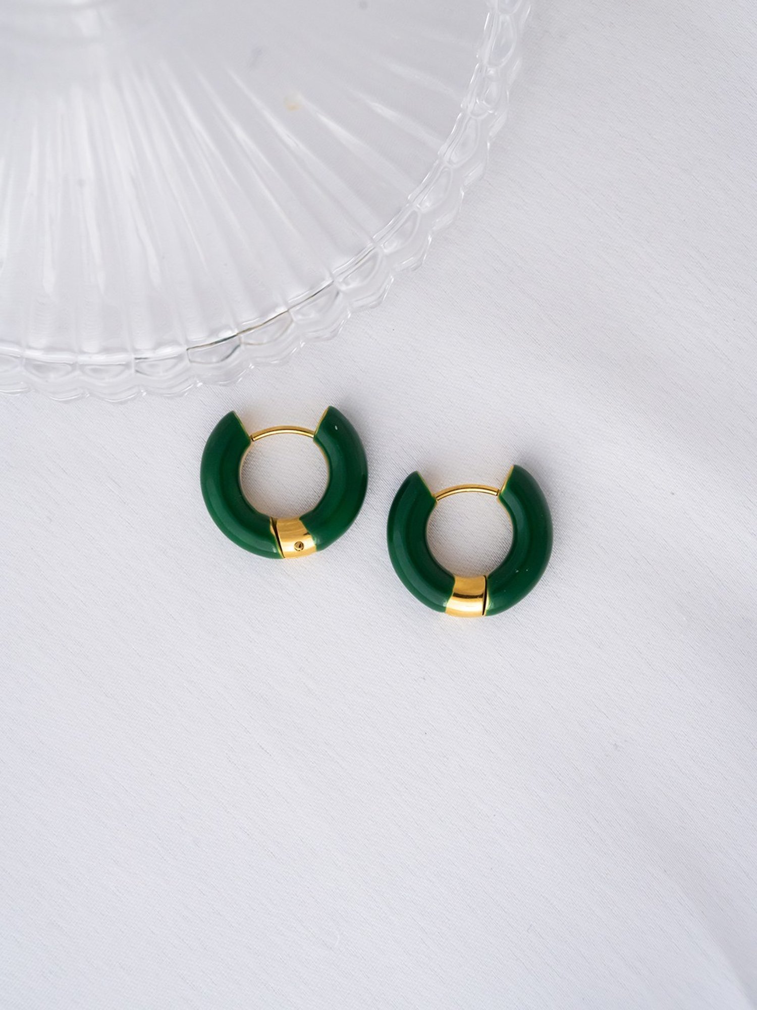 Perfectly Average Green Enamel Hoops