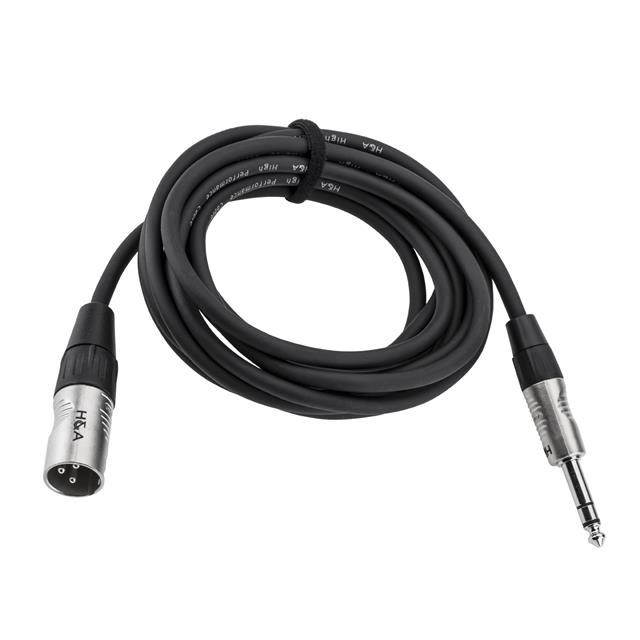 H&A 1/4" TRS M to XLR M Professional Interconnect Cable W/ Rean Connectors - 10'