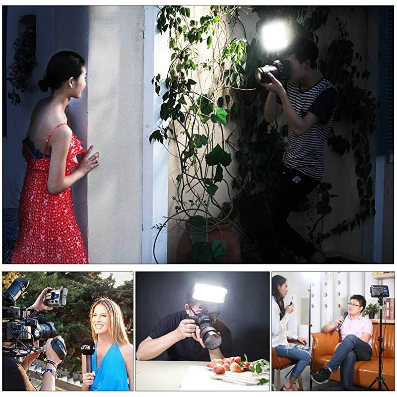 VL-162T CRI95+ LED Video Light, Portable Camera Photo Light Panel Dimmable for DSLR Camera Camcorder with Battery, Charger, High Brightness, 3300K-5600K Bi-Color, White Filter and LCD Display