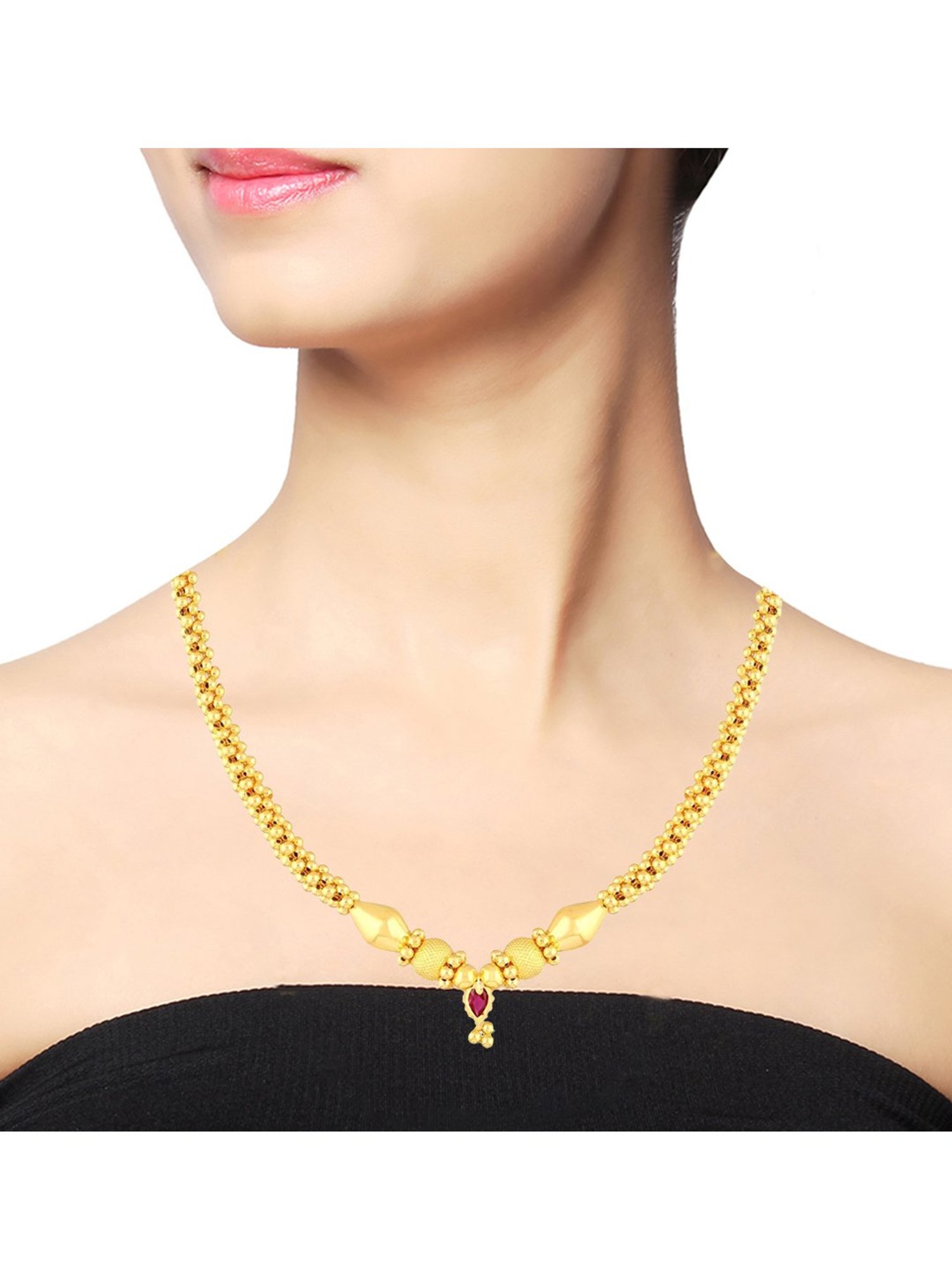 CKC Repouss&iquest; Work Rudraksha Gold Extender Neck Chain: Spiritual Elegance