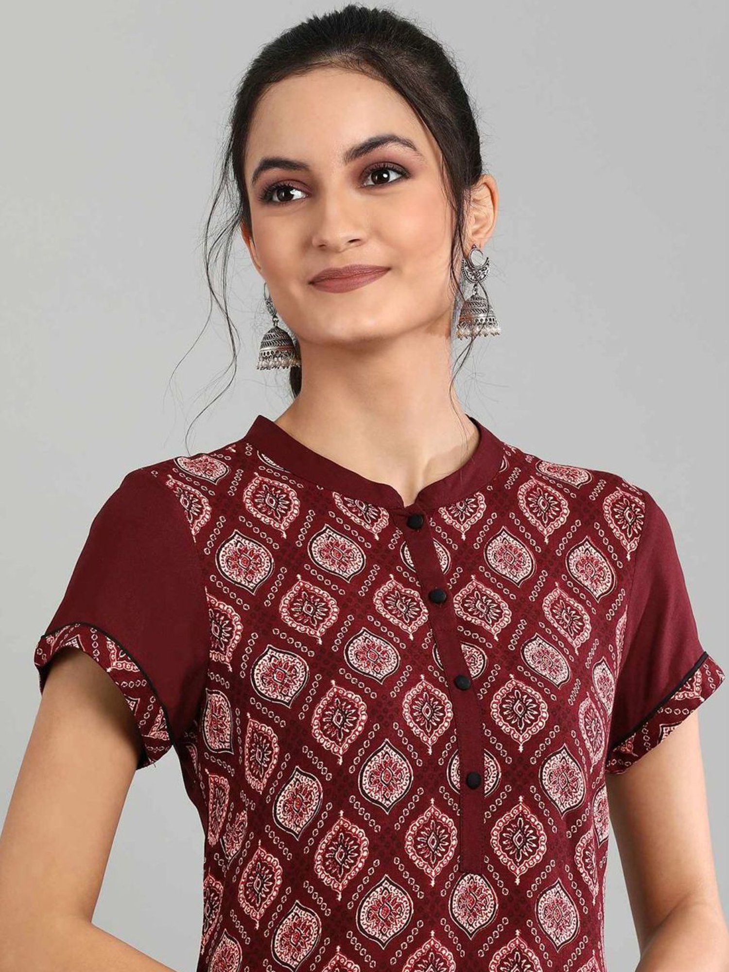 Fusion Beats Light Grey Embroidered A Line Kurta