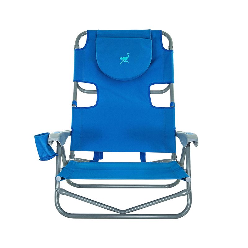 Copa Backpack Single Position Folding Aluminum Beach or Poolside Lounge Chair with Backpack Straps, Dark Blue