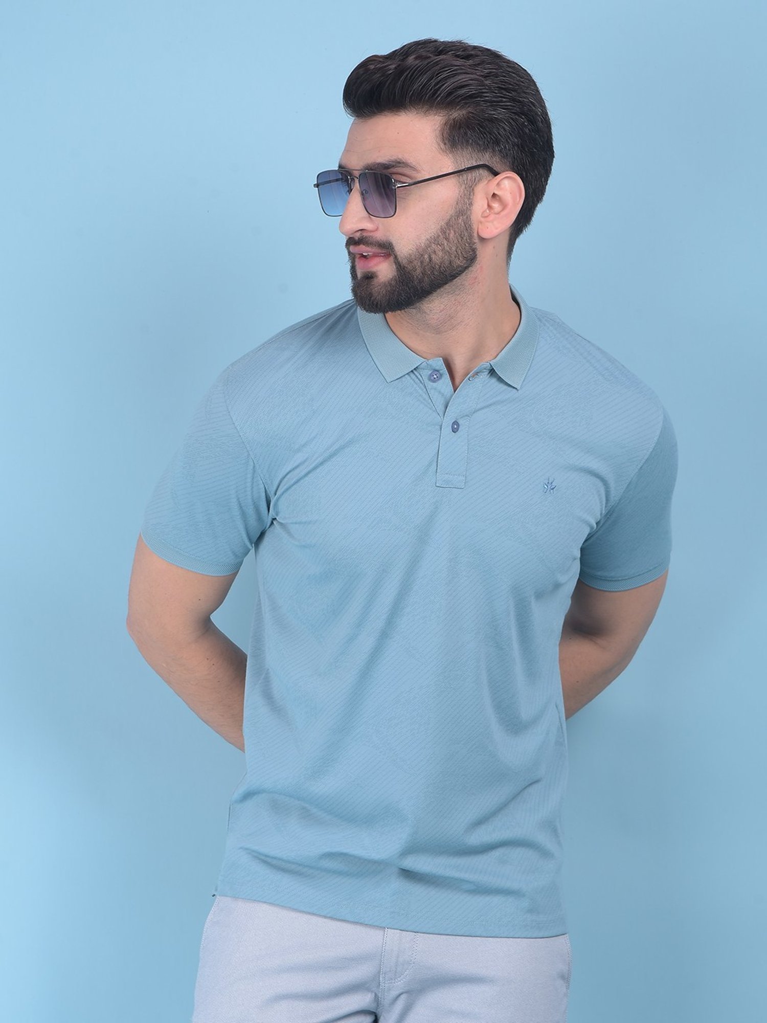 Crimsoune Club Green Cotton Slim Fit Polo T-Shirt