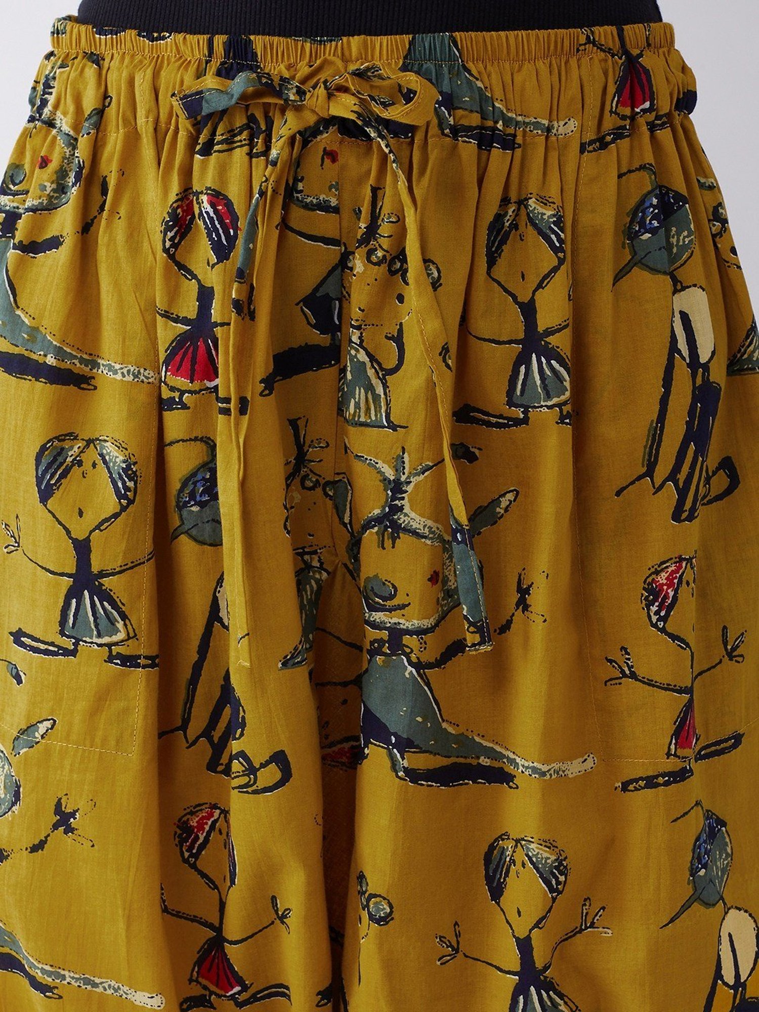 Inweave Mustard Cotton Printed Dhoti Pants