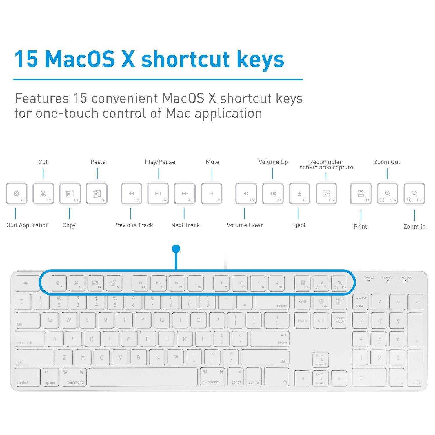 Macally Ultra-Slim USB Wired Keyboard for Apple Mac Pro, MacBook Pro/Air, iMac, Mac Mini, Laptop, Windows PC (SLIMKEYPRO)