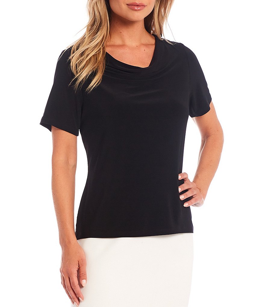 Preston & York Brigid Cowl Neck Short Sleeve Knit Top