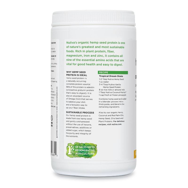 Nutiva Organic Vegan Hemp Protein Powder - Vanilla - 16oz