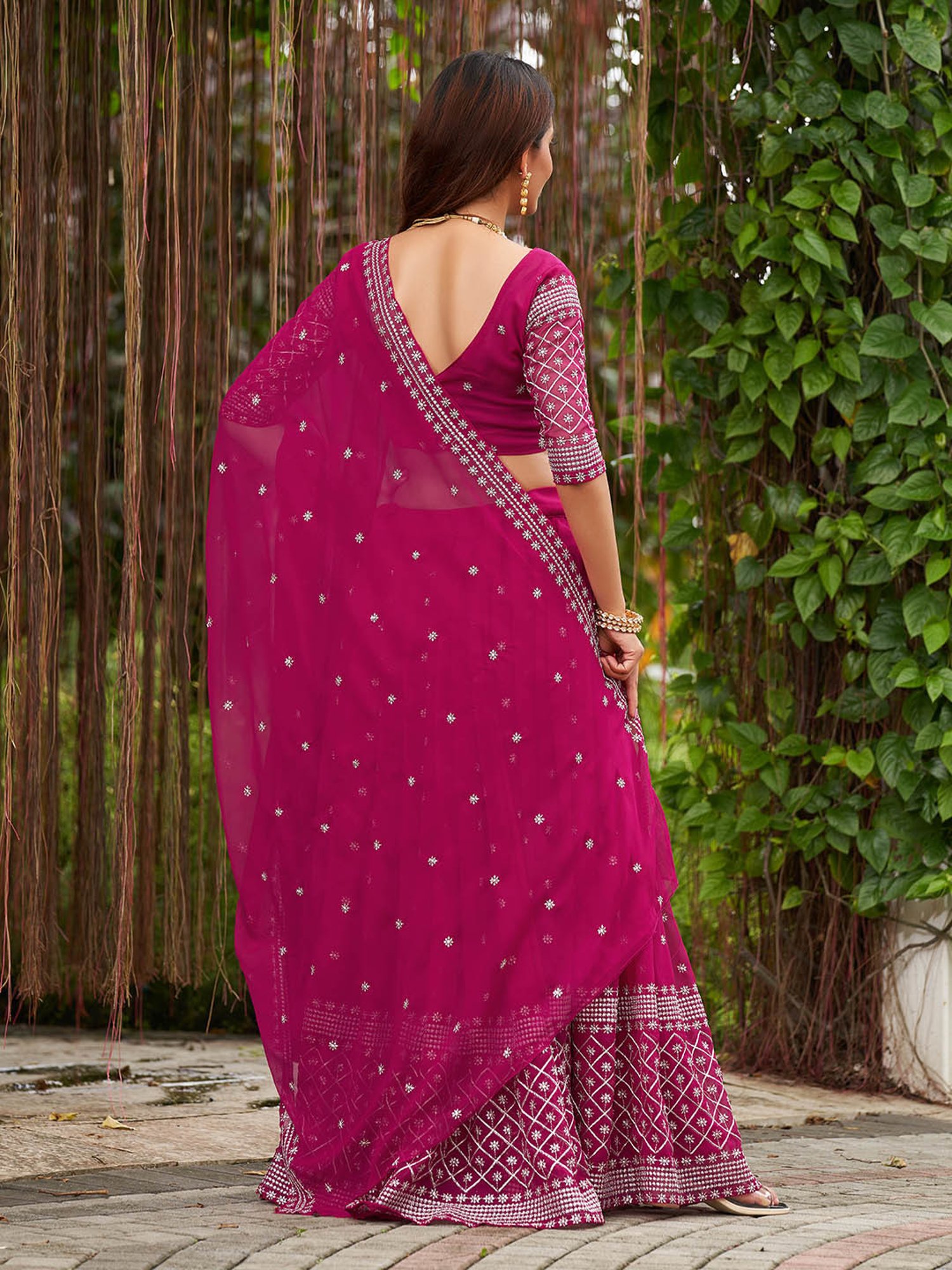 Warthy Ent Pink Embroidered Lehenga Choli Set With Dupatta