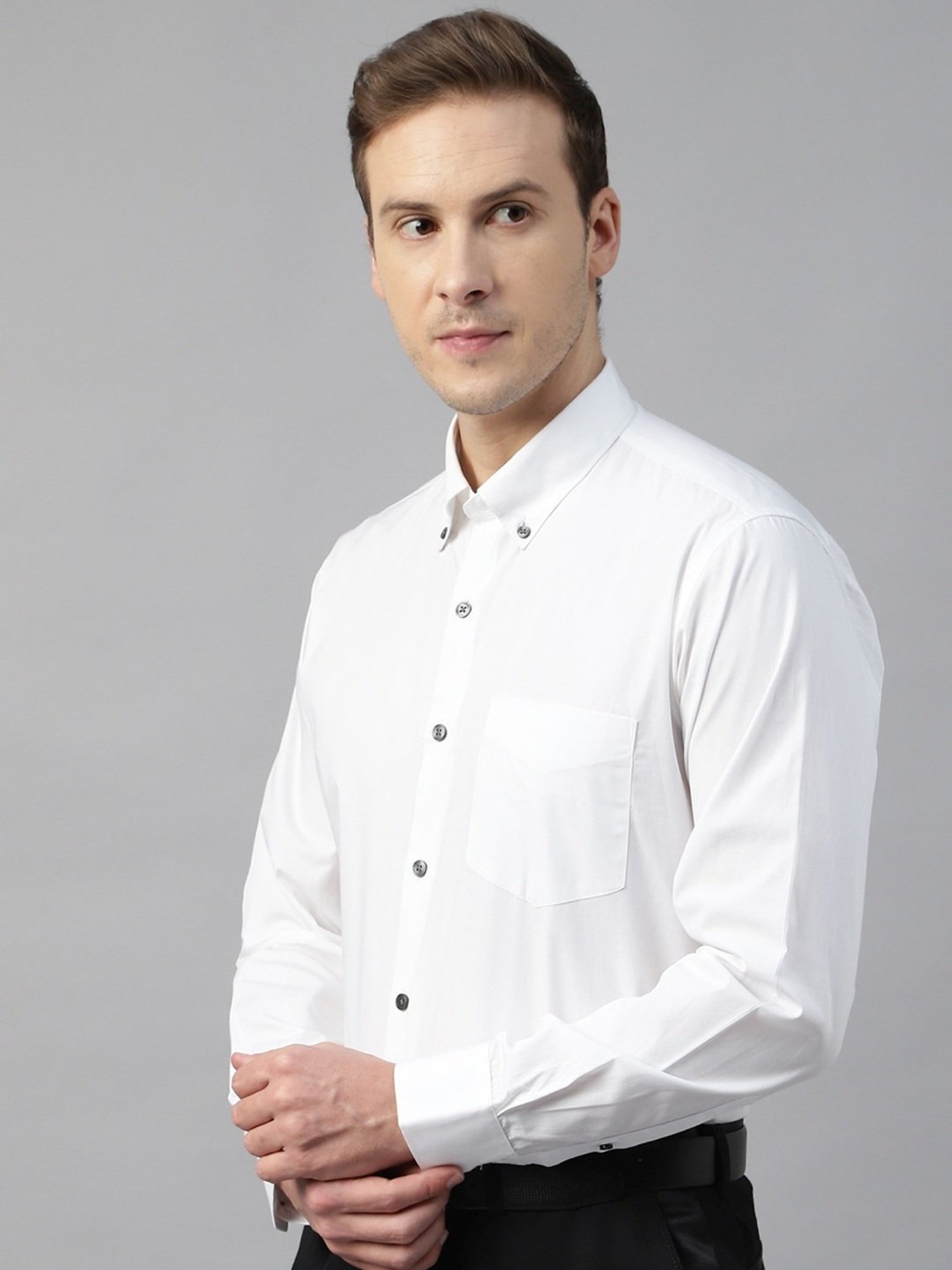Hancock White Cotton Slim Fit Shirt